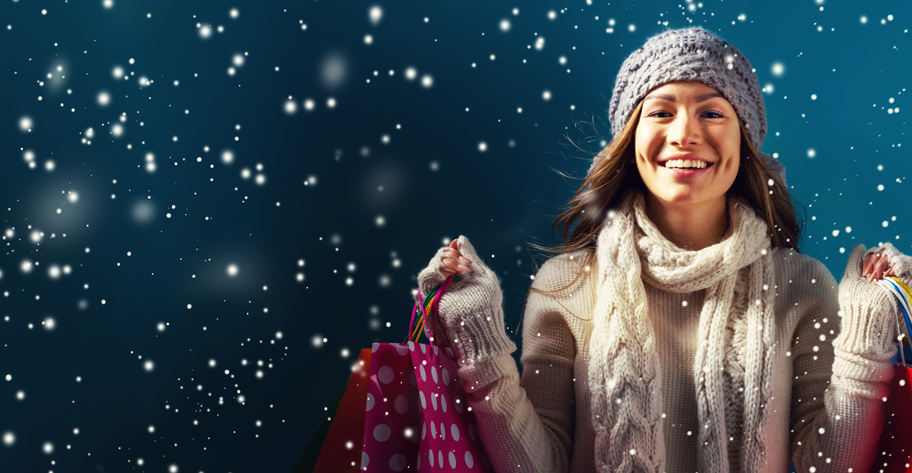 woman shopping in snow