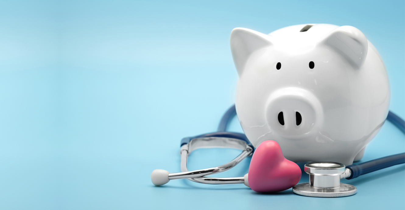 piggy bank with stethoscope