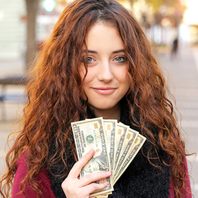 teen girl with cash