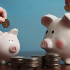 two happy piggy banks