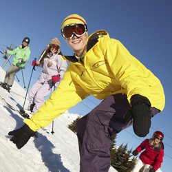 teen boy snowboarding