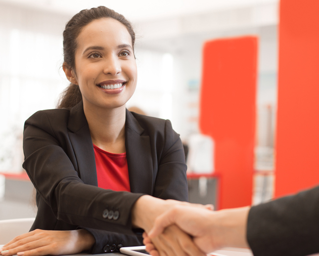 business woman shaking hands