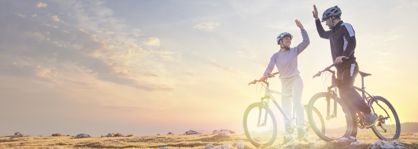 couple riding bikes