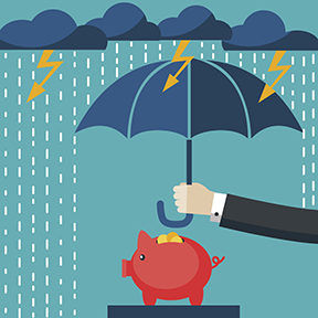 piggy bank under umbrella