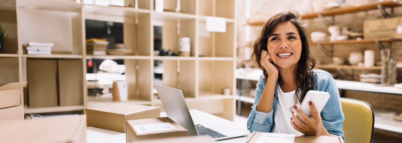business woman with phone