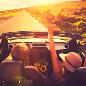 couple in convertible car