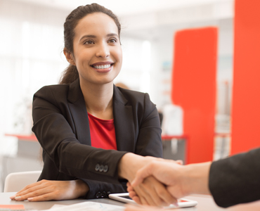 woman shaking hands