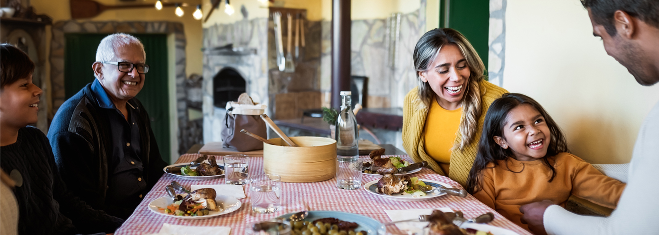 Hispanic family having dinner