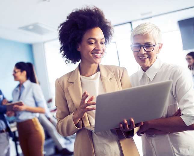 business women looking at laptop