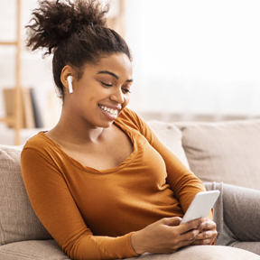 woman using social media