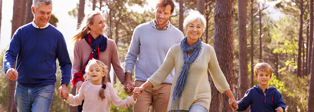 multigenerational family hiking